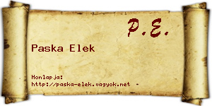 Paska Elek névjegykártya